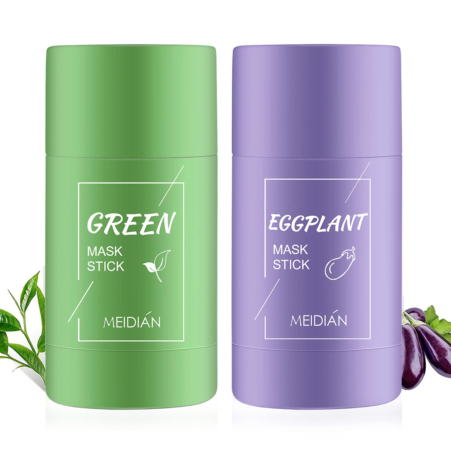 2Pcs Green Tea/Eggplant Purifying Clay Stick Mask, Green Mask